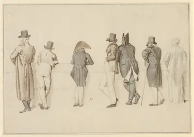 Rygvendte figurer ved en Seinekaj, Paris av Christoffer Wilhelm Eckersberg