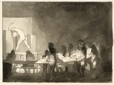 Satire über die Modelschule an der Kunstakademie von Christoffer Wilhelm Eckersberg