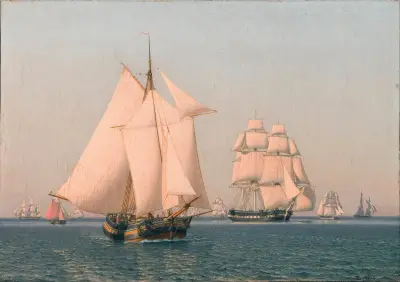 Segelfartyg i mild bris en klar sommaraftermiddag av Christoffer Wilhelm Eckersberg