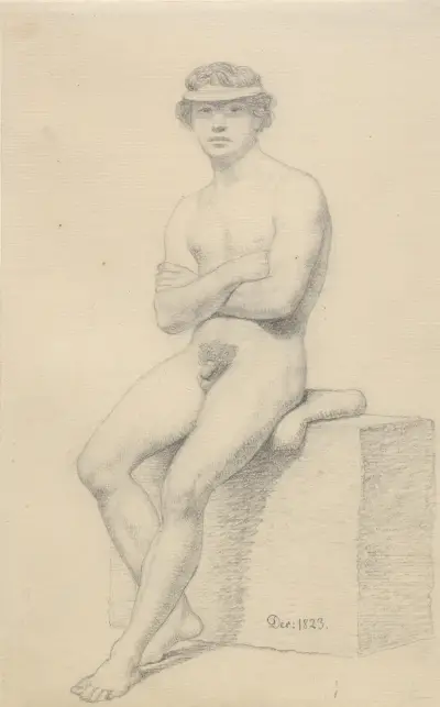 Sittande manlig modell av Christoffer Wilhelm Eckersberg
