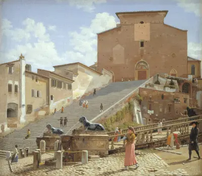 Die Marmortreppe zur Kirche Santa Maria in Aracoeli in Rom von Christoffer Wilhelm Eckersberg