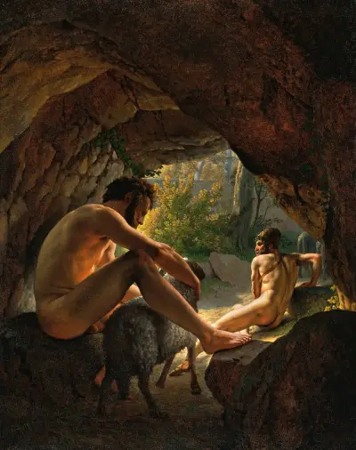 Ulysses flyr från Polyfemos grotta av Christoffer Wilhelm Eckersberg