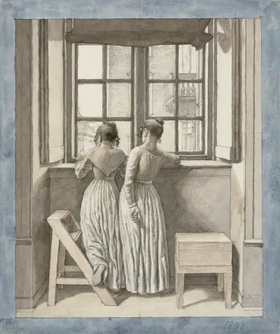 Vid ett fönster i konstnärens ateljé av Christoffer Wilhelm Eckersberg