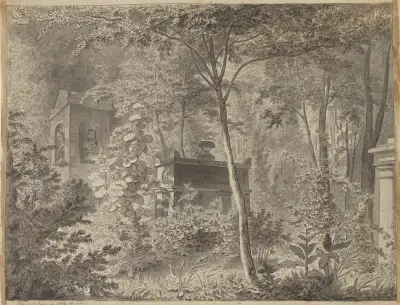 Am Grabmal Molières im Jardin Élysée des Petits Augustins, Paris, 10. Juni 1811 von Christoffer Wilhelm Eckersberg