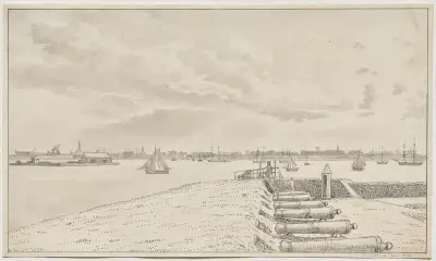 Utsikt från Battery mot staden av Christoffer Wilhelm Eckersberg