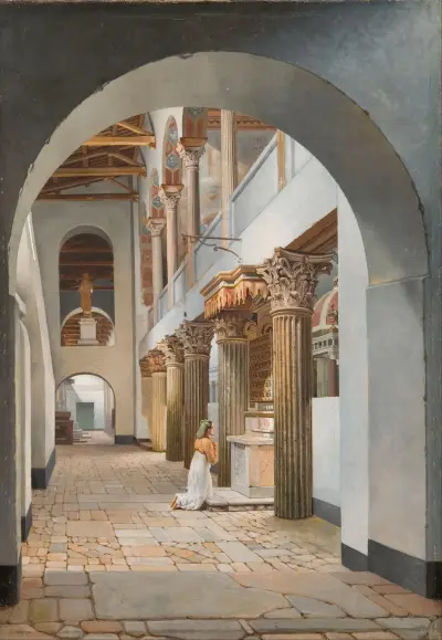 Vy över kyrkan San Lorenzo fuori le Mura av Christoffer Wilhelm Eckersberg