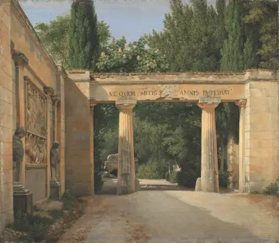 Vy över Villa Borgheses trädgård i Rom av Christoffer Wilhelm Eckersberg