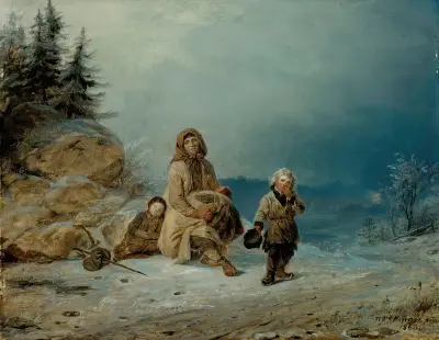 Beggar Family On The Road av Robert Wilhelm Ekman