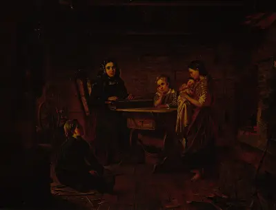 Kreeta Haapasalo Playing The Kantele av Robert Wilhelm Ekman