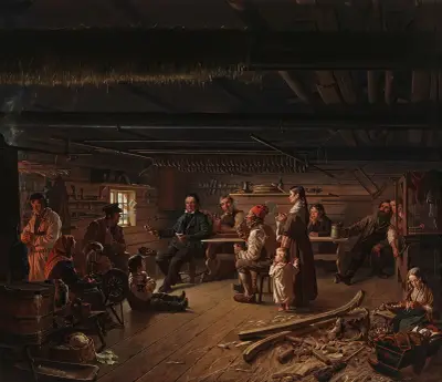 Pentti Lyytinen Recites Poems In A Cottage In Savo av Robert Wilhelm Ekman