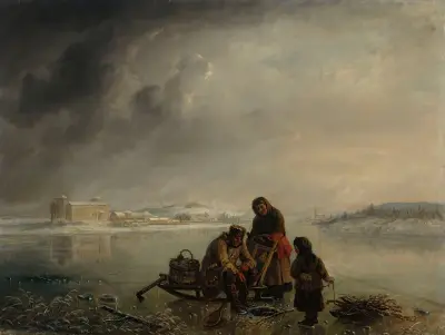 Winter Fishing In Front Of Turku av Robert Wilhelm Ekman