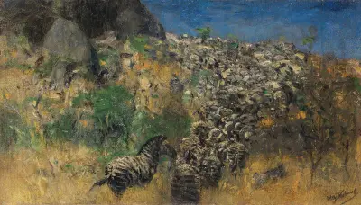 Flyende zebraflock, mellan av Wilhelm Kuhnert