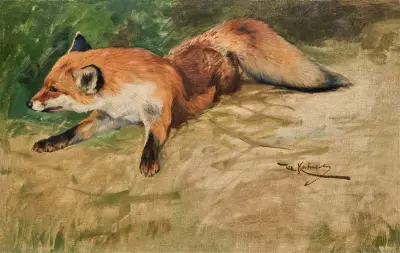 Liggande räv av Wilhelm Kuhnert