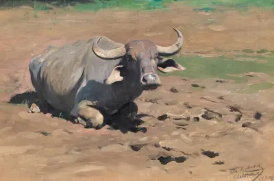 Vilande buffel av Wilhelm Kuhnert