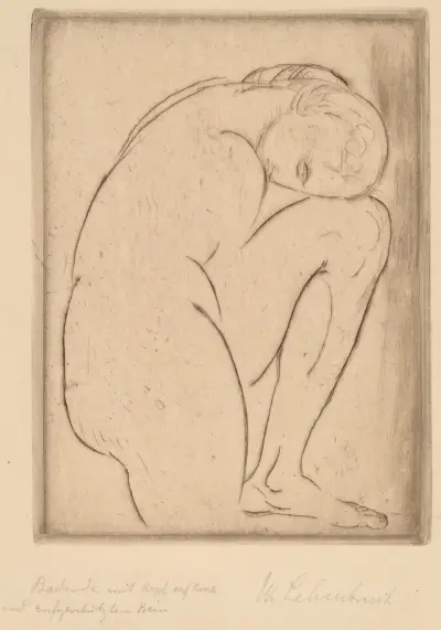Badende mit Kopf auf Knie (Bather with Her Head on Her Knee) av Wilhelm Lehmbruck