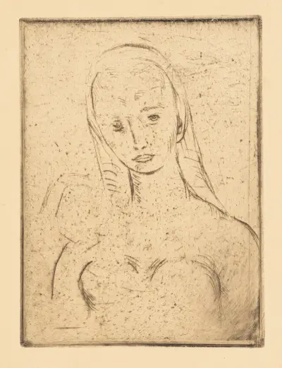 Frauenkopf (klein) mit Tuch av Wilhelm Lehmbruck