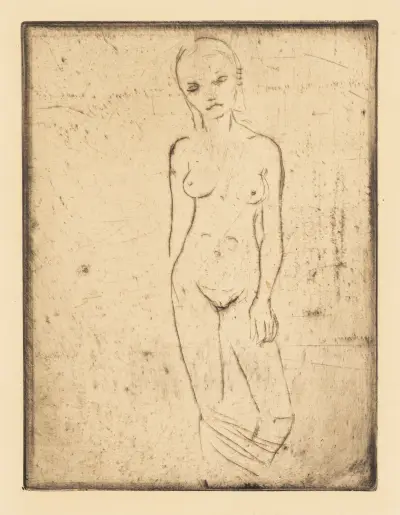 Junges Mädchen, Gewand fallen lassend av Wilhelm Lehmbruck