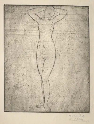 Standing Girl with Arms Behind her Head av Wilhelm Lehmbruck