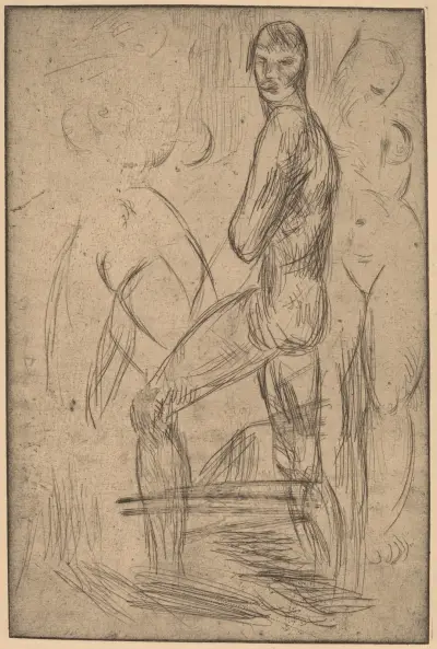 Standing Male Nude and Two Female Nudes av Wilhelm Lehmbruck