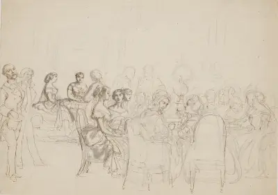 Abendgesellschaft bei Prinzessin Charlotte Frederikke in Rom von Wilhelm Marstrand