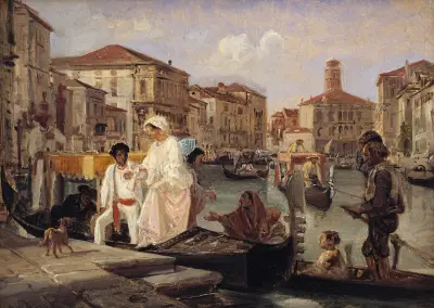 Das Aussteigen aus einer Gondel in Venedig von Wilhelm Marstrand
