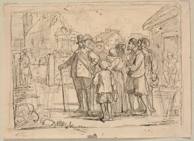 Christian IV. spricht mit einigen Bauern von Wilhelm Marstrand