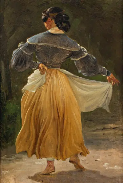 Tanzende römische Frau. Studie zu Römer, versammelt zum Festmahl in einer Osteria von Wilhelm Marstrand