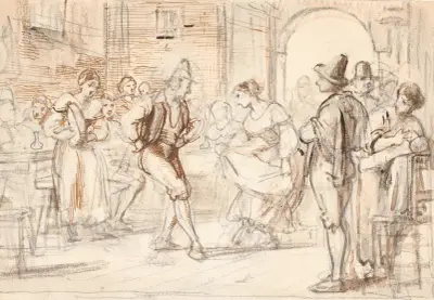 Tanz in einer Osteria, 1810 von Wilhelm Marstrand