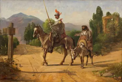Don Quijote und Sancho Panza am Scheideweg von Wilhelm Marstrand