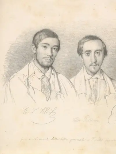 Doppelporträt der Künstler E.F. Kloss und G. Pellicia von Wilhelm Marstrand