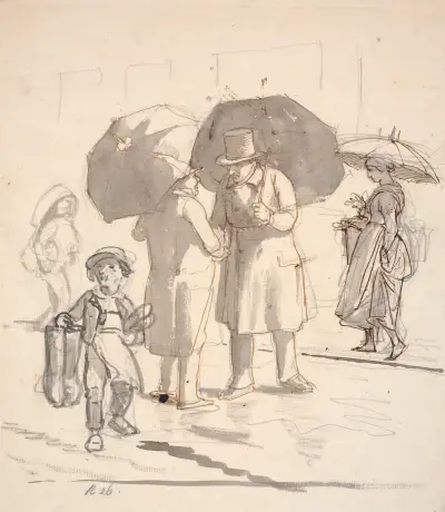 Straßenszene im Regenwetter von Wilhelm Marstrand