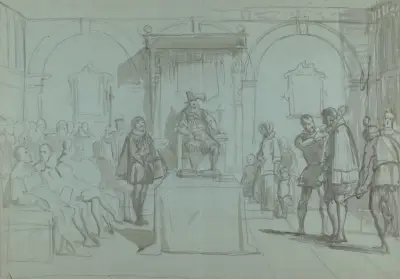 König Christian IV. von Dänemark richtet Christoffer Rosenkrantz von Wilhelm Marstrand