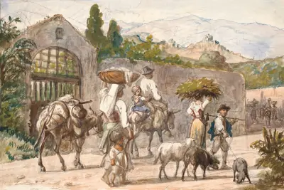 Bauern auf dem Weg nach Rom von Wilhelm Marstrand