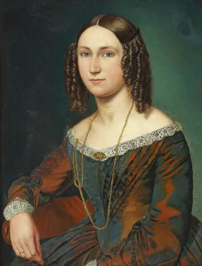 Porträt einer jungen Frau mit Schlangenlocken von Wilhelm Marstrand