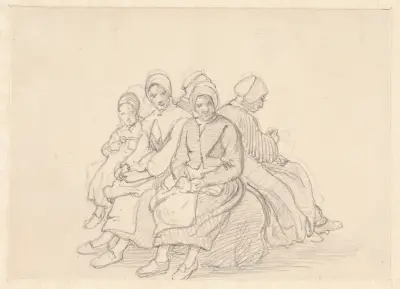 Sitzende schwedische Bäuerinnen von Wilhelm Marstrand