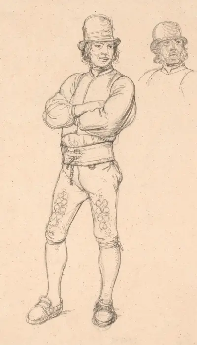 Stehender Dalkarl mit verschränkten Armen von Wilhelm Marstrand