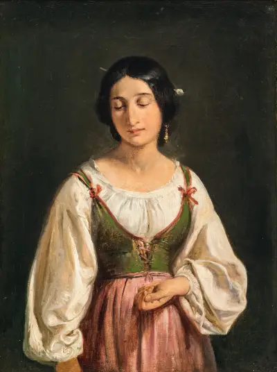 Standing Italian Woman. Study for A Goatherd Selling Milk av Wilhelm Marstrand