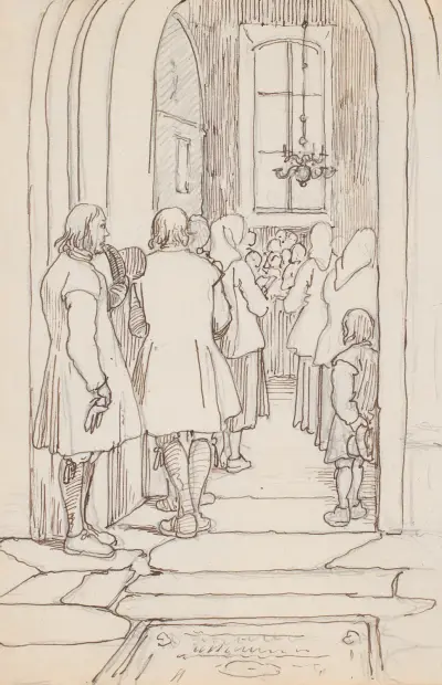 Schwedische Bauern beim Gottesdienst von Wilhelm Marstrand