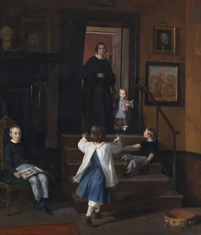 The Artist’s Wife and Children in the Studio at Charlottenborg av Wilhelm Marstrand