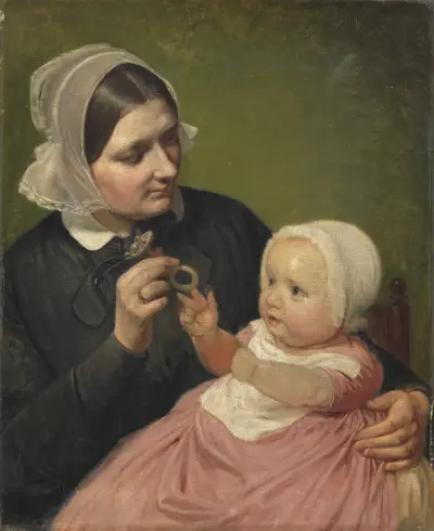 The Artist’s Wife and Their Son Poul av Wilhelm Marstrand