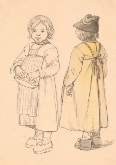 Zwei Studien eines kleinen schwedischen Jungen aus Leksand von Wilhelm Marstrand