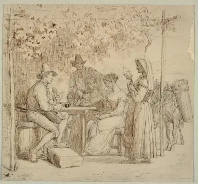 Vor einem Osteria von Wilhelm Marstrand