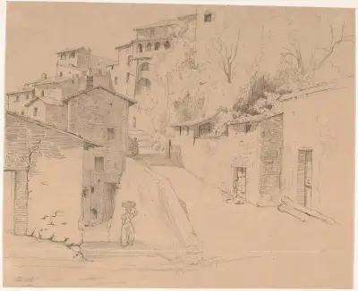 Via Piave mit La Porta Su in Olevano Romano von Wilhelm Marstrand