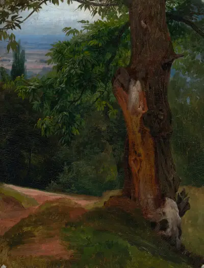 Trädstudie med dalutsikt av Johann Wilhelm Schirmer