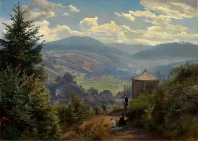 Dalen vid Oberbeuern från Cäcilienberg, förmiddag av Johann Wilhelm Schirmer