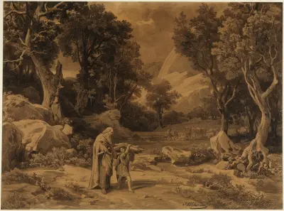 Vägen till offret (1 Mos 22:6) av Johann Wilhelm Schirmer