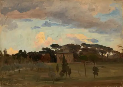 Casina di Raffaello i Villa Borgheses park av Johann Wilhelm Schirmer