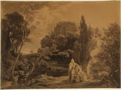 Isaks offer (1 Mos 22:11–12) av Johann Wilhelm Schirmer