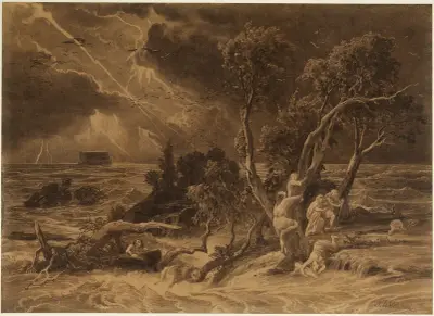 Syndafloden (1 Mos 7:23) av Johann Wilhelm Schirmer