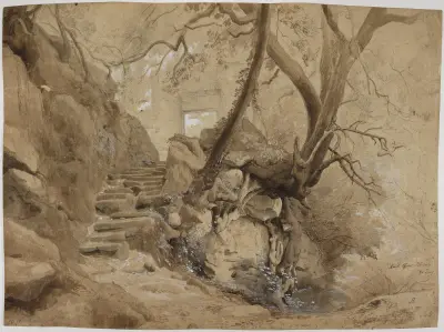 Trappan i Villa Chigis park i Ariccia av Johann Wilhelm Schirmer
